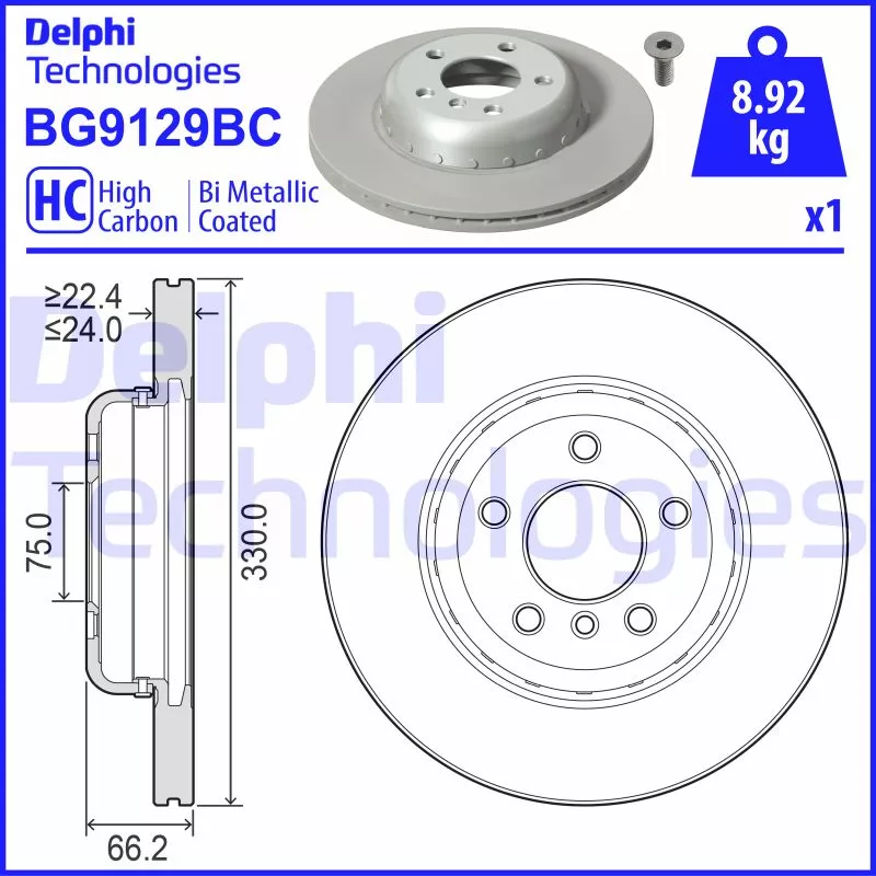 Jeu de 2 disques de frein avant DELPHI BG9129BC