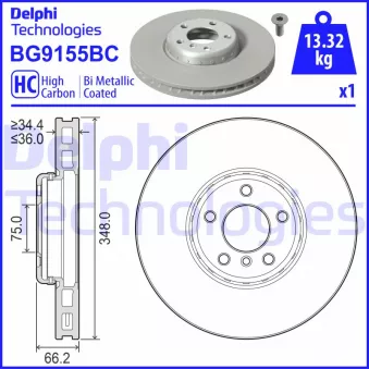 Disque de frein avant gauche DELPHI BG9155BC