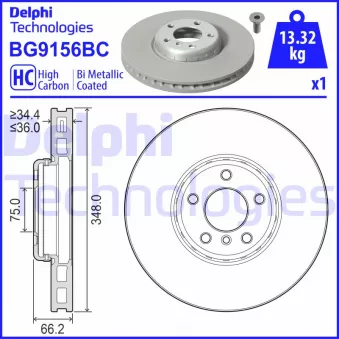 Disque de frein avant droit DELPHI BG9156BC