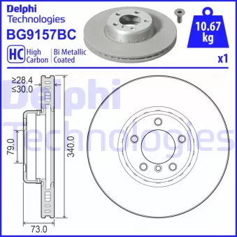 Jeu de 2 disques de frein avant DELPHI BG9157BC