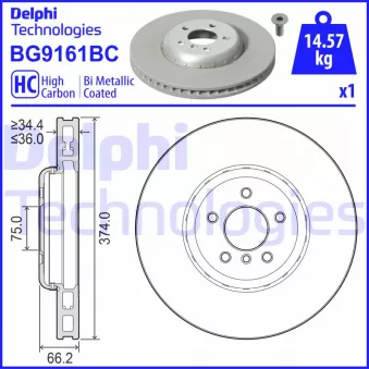 Disque de frein avant droit DELPHI BG9161BC