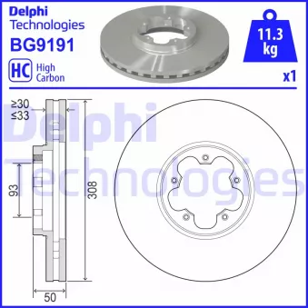 Jeu de 2 disques de frein avant DELPHI BG9191