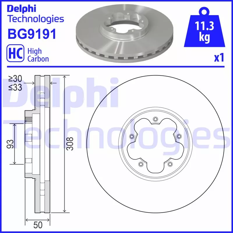 Jeu de 2 disques de frein avant DELPHI BG9191
