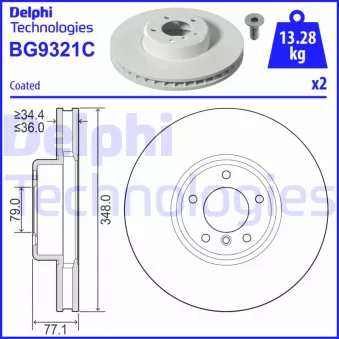 Jeu de 2 disques de frein avant DELPHI BG9321C