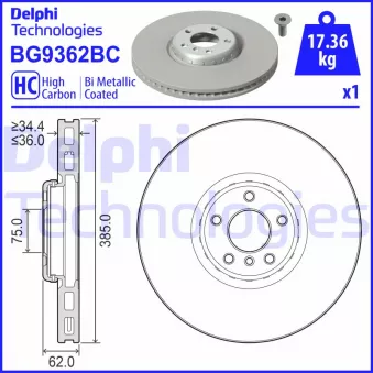 Disque de frein avant droit DELPHI