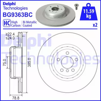 Jeu de 2 disques de frein arrière DELPHI
