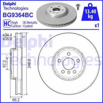 Disque de frein avant gauche DELPHI BG9364BC