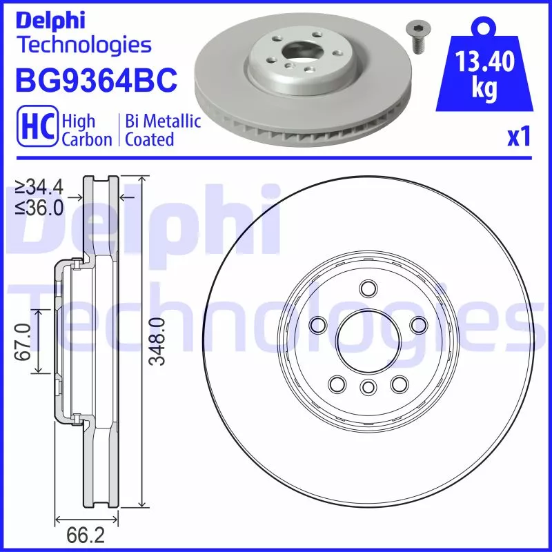 Disque de frein avant gauche DELPHI BG9364BC