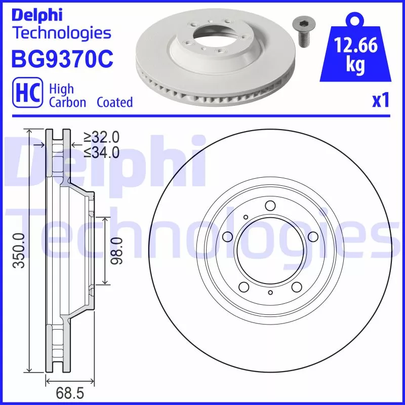 Disque de frein avant gauche DELPHI BG9370C