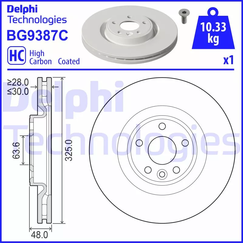 Jeu de 2 disques de frein avant DELPHI BG9387C