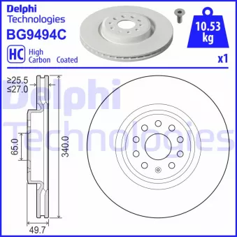 Jeu de 2 disques de frein avant DELPHI BG9494C