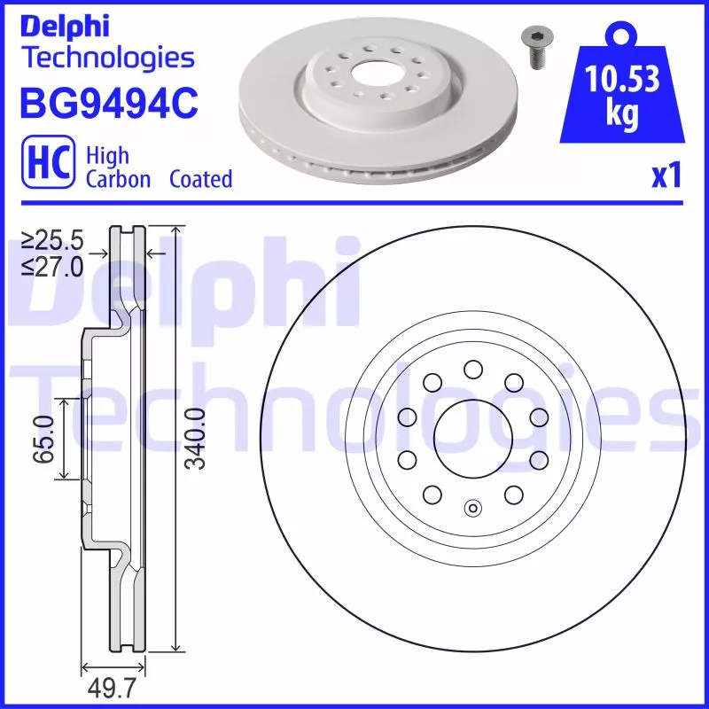 Jeu de 2 disques de frein avant DELPHI BG9494C