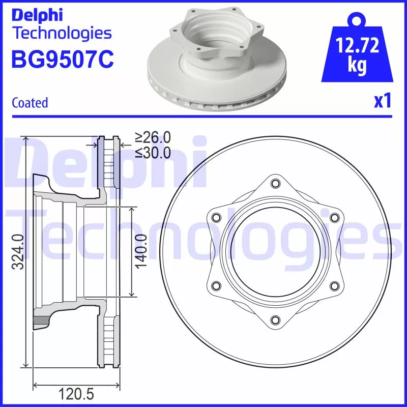 Jeu de 2 disques de frein arrière DELPHI BG9507C