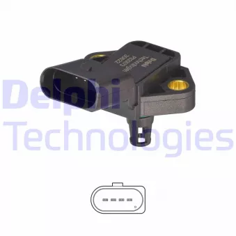 Capteur, pression du tuyau d'admission DELPHI PS20073-12B1