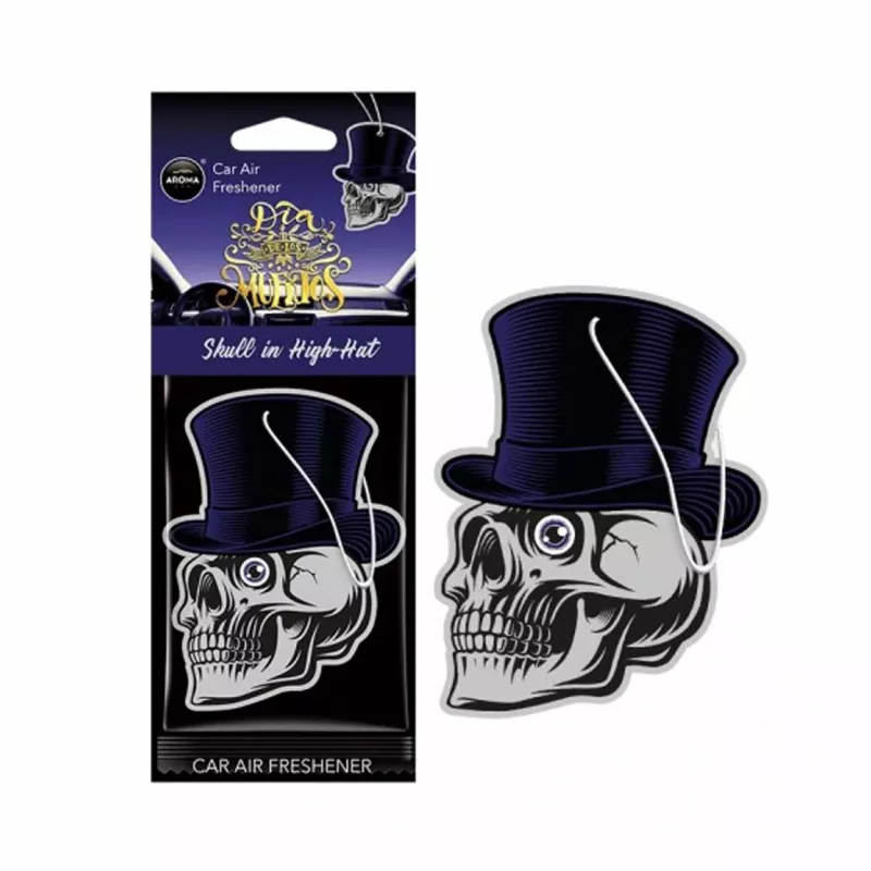 Désodorisant pour voiture AROMA CAR MUERTOS Skull in Hat Black Oud AMIO A10380
