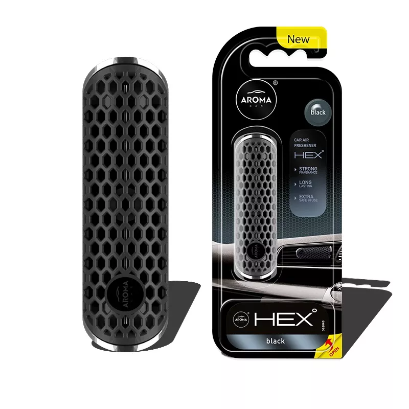 Désodorisant pour voiture AROMA FANCY SHAPES POLYMER HEX Noir AMIO A83575