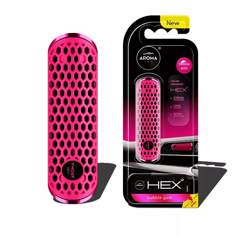 Désodorisant pour voiture AROMA FANCY SHAPES POLYMER HEX Bubble Gum AMIO A83582