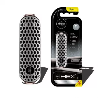 Désodorisant pour voiture AROMA FANCY SHAPES POLYMER HEX Silver AMIO A83576