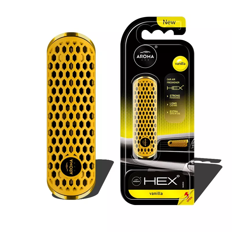 Désodorisant pour voiture AROMA FANCY SHAPES POLYMER HEX Vanille AMIO A83577