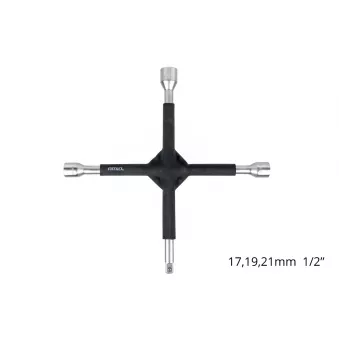 Croix de roue revêtement caoutchouc 17-19-21mm 1/2" AMIO 02402