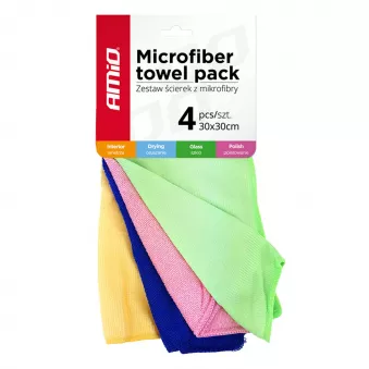 Lingette de nettoyage en microfibre 4 types 30x30 cm AMIO 01983