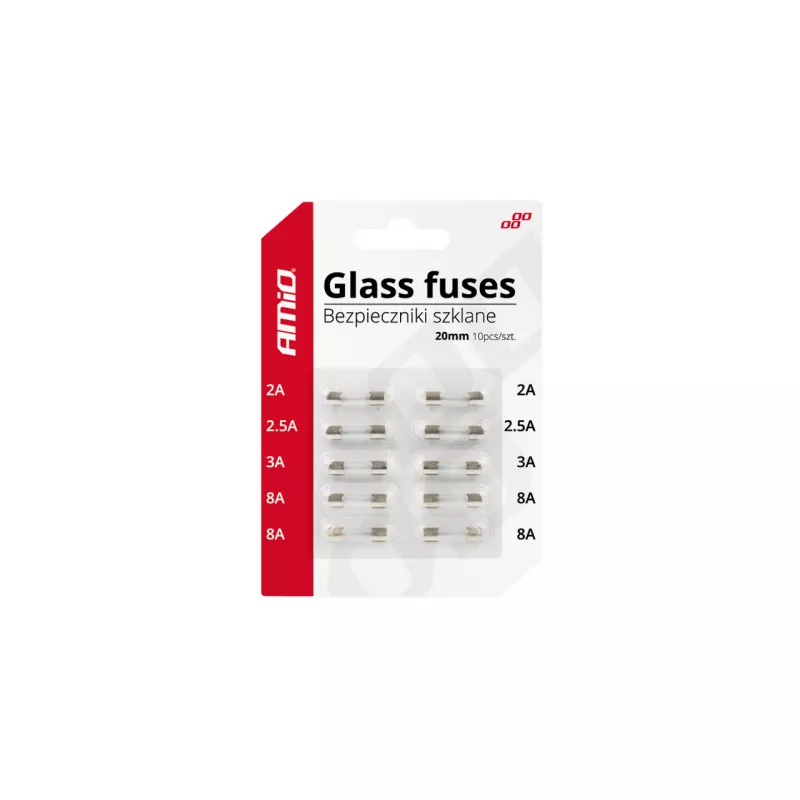 Fusibles en verre mini (20mm) 10 pièces AMIO 02394