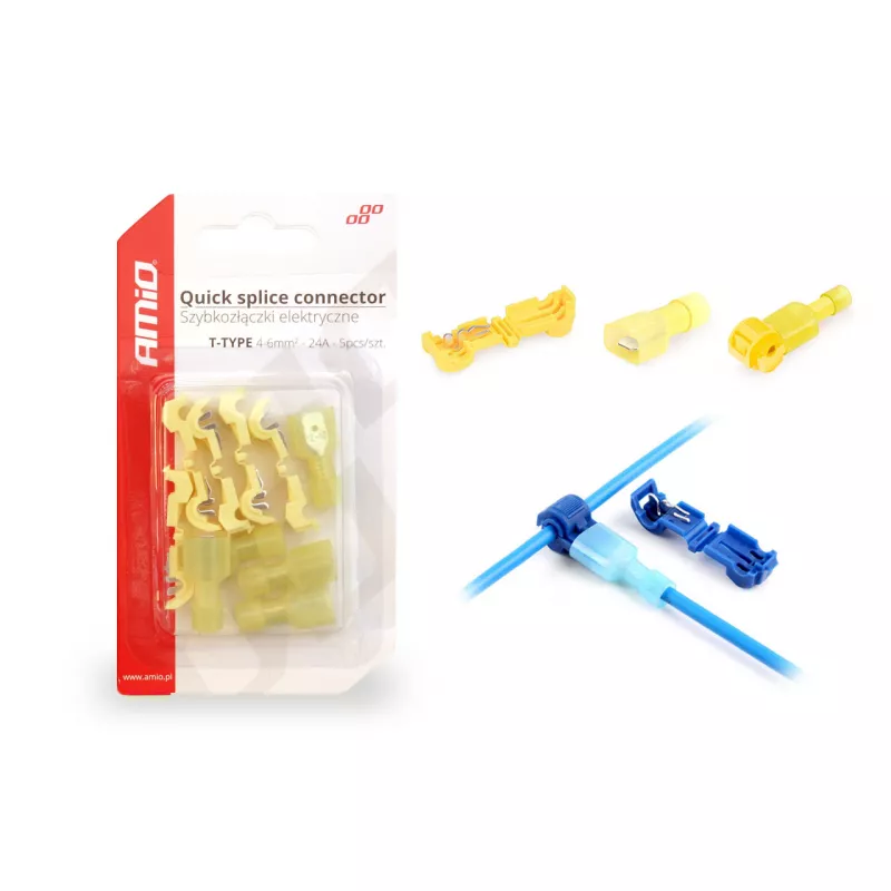 Connecteur rapide de type T 04-6mm2 24A 5pcs blister AMIO 02345