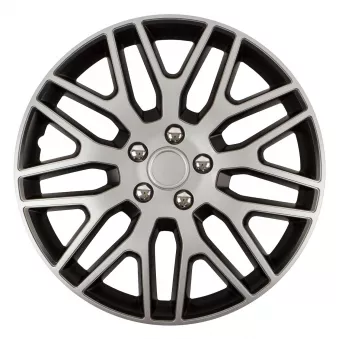 Enjoliveur DAKAR NC 14" ARGENT&NOIR avec écrous chromés AMIO 10942