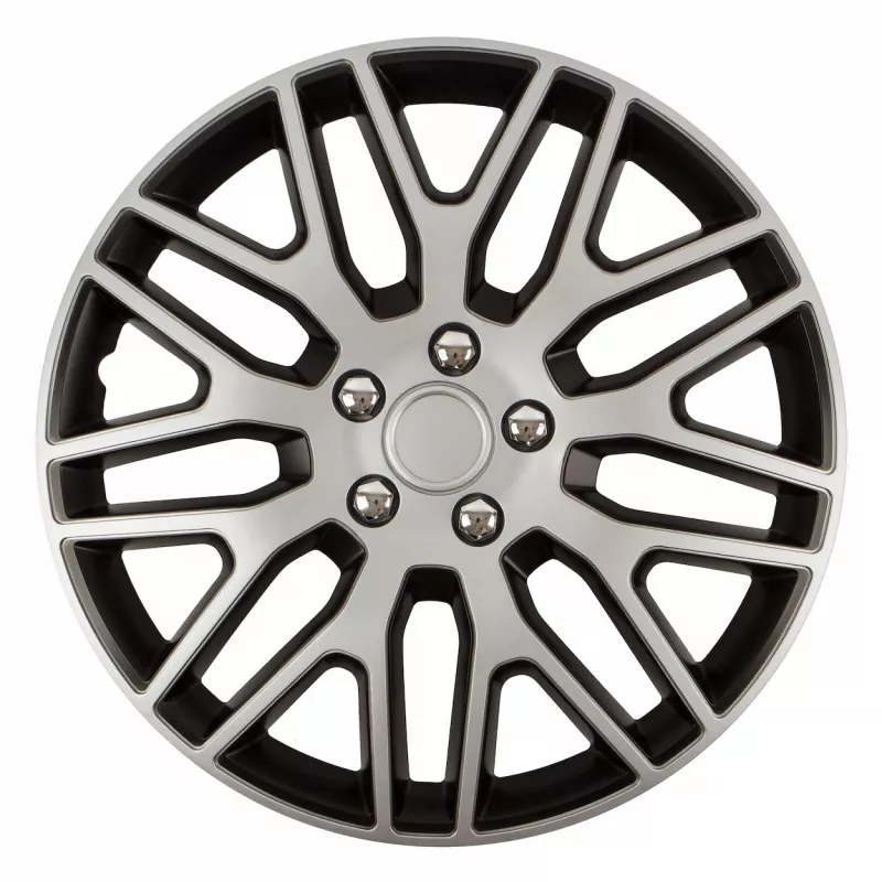 Enjoliveur DAKAR NC 14" ARGENT&NOIR avec écrous chromés AMIO 10942