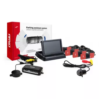 Système d'aide au stationnement TFT02 4,3" avec HD-305-LED 4 capteurs noir montage intérieur AMIO 02706