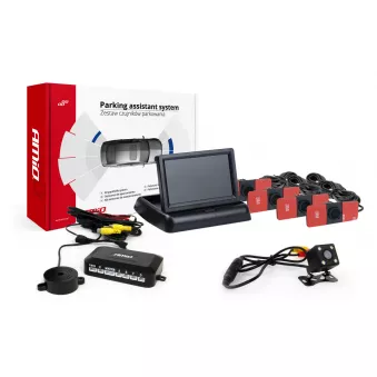 Système d'aide au stationnement TFT02 4,3" avec HD-315-LED 4 capteurs noir montage intérieur AMIO 02710