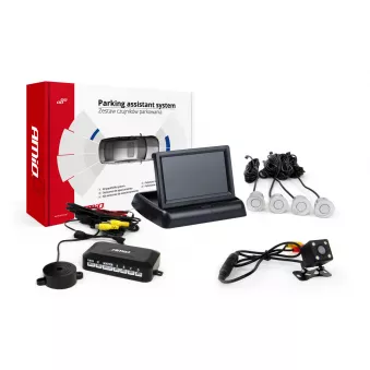 Système d'aide au stationnement TFT02 4,3" avec HD-315-LED 4 capteurs argent AMIO 02719
