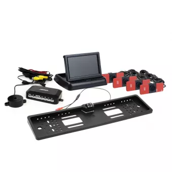 Système d'aide au stationnement TFT02 4,3" avec HD-402-LED 4 capteurs noir montage intérieur AMIO 02711