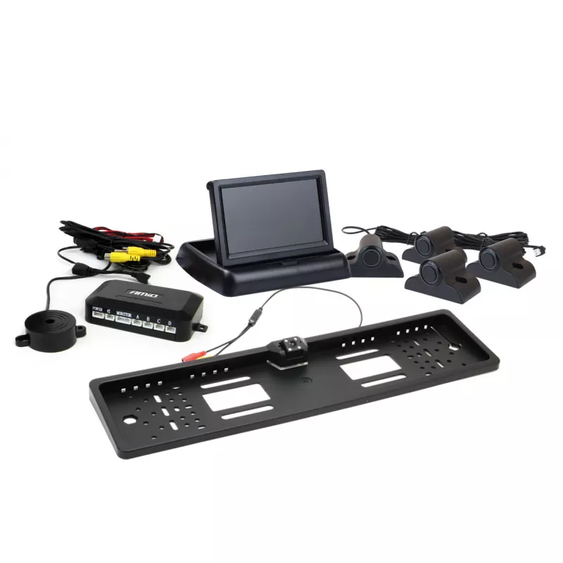 Système d'aide au stationnement TFT02 4,3" avec HD-402-LED 4 capteurs noir Camion AMIO 02738