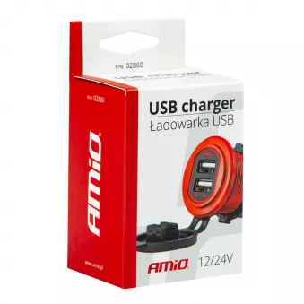 Chargeur de téléphone étanche 2xUSB 12/24V MOD-10 AMIO 02860