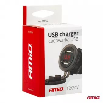 Chargeur étanche avec voltmètre numérique 2xUSB 12/24V MOD-06 AMIO 02856