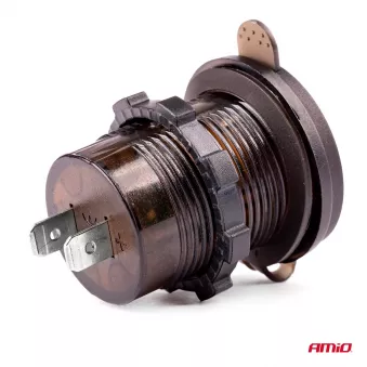 Chargeur de téléphone étanche avec voltmètre numérique USB + USB C 12/24V MOD-07 AMIO 02857