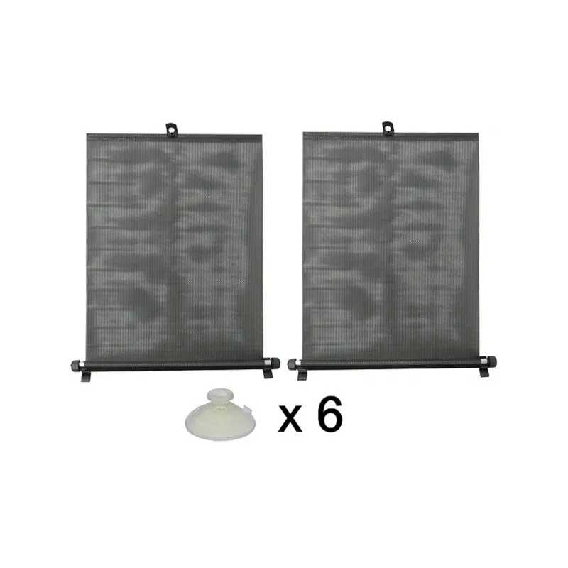 Pare-soleil enroulable avec ventouses 2 x 45 cm noir, PVC AMIO CC61003