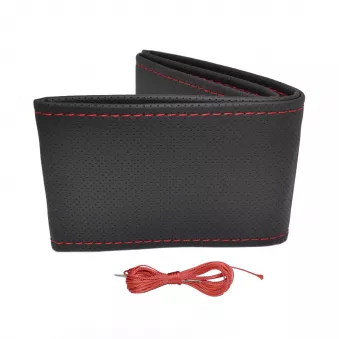 Couvre volant à coutures perforées noir avec fil rouge 38-39 cm AMIO OTDK202