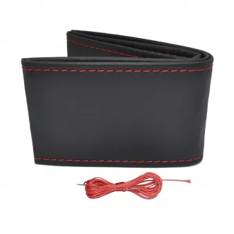 Couvre volant surpiqué noir avec fil rouge 38-39 cm AMIO OTDK103