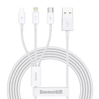 Câble USB 3en1 Baseus Superior Series 3.5A, 1.2m blanc AMIO BAS20553