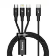 Câble USB-C 3en1 Série Baseus RAPID, micro USB / Lightning / USB-C, 20W, 1,5m noir AMIO BAS20429 - Visuel 1