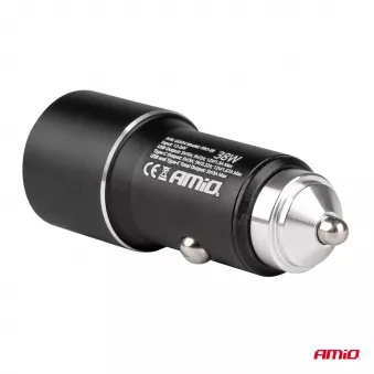 Chargeur de voiture en aluminium PCH PRO-08 USB-C+USB 38W Fast Charging 12/24V AMIO 02934