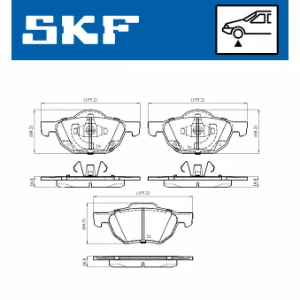 Jeu de 4 plaquettes de frein avant SKF VKBP 80518 A