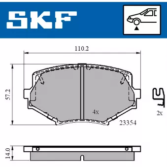 Jeu de 4 plaquettes de frein avant SKF