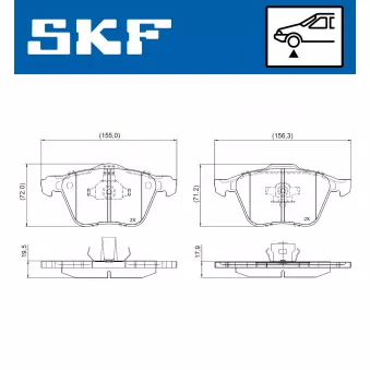Jeu de 4 plaquettes de frein avant SKF VKBP 80956