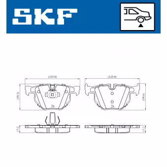 Jeu de 4 plaquettes de frein arrière SKF