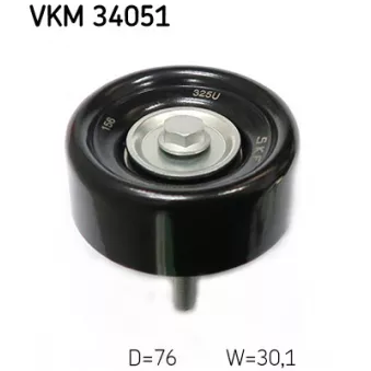 Poulie renvoi/transmission, courroie trapézoïdale à nervures SKF VKM 34051