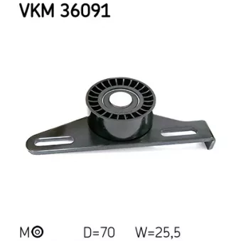 Poulie-tendeur, courroie trapézoïdale à nervures SKF VKM 36091