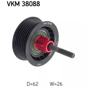 Poulie renvoi/transmission, courroie trapézoïdale à nervures SKF VKM 38088